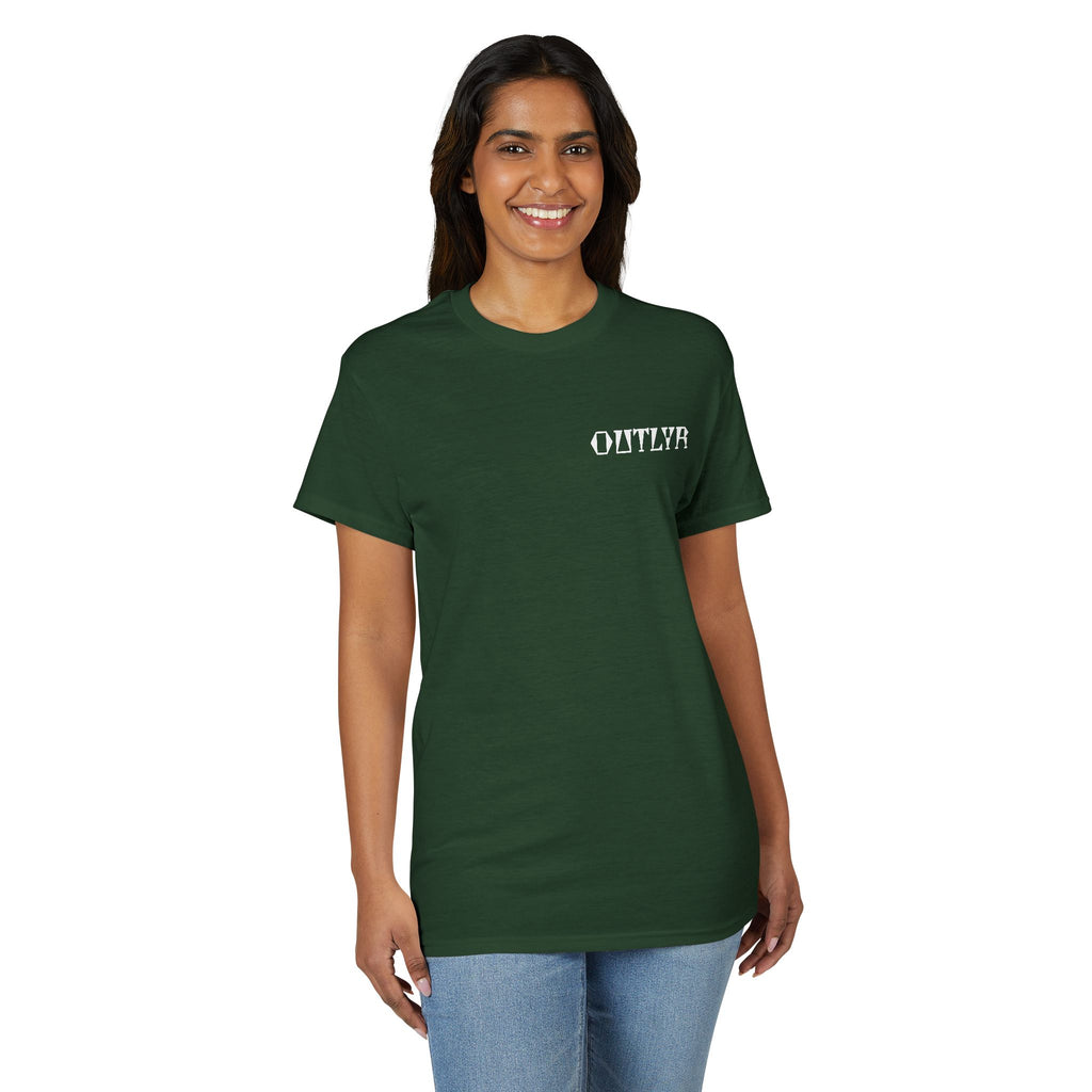 Fishbone Hook T-Shirt — 'OUTLYR' Graphic Backprint