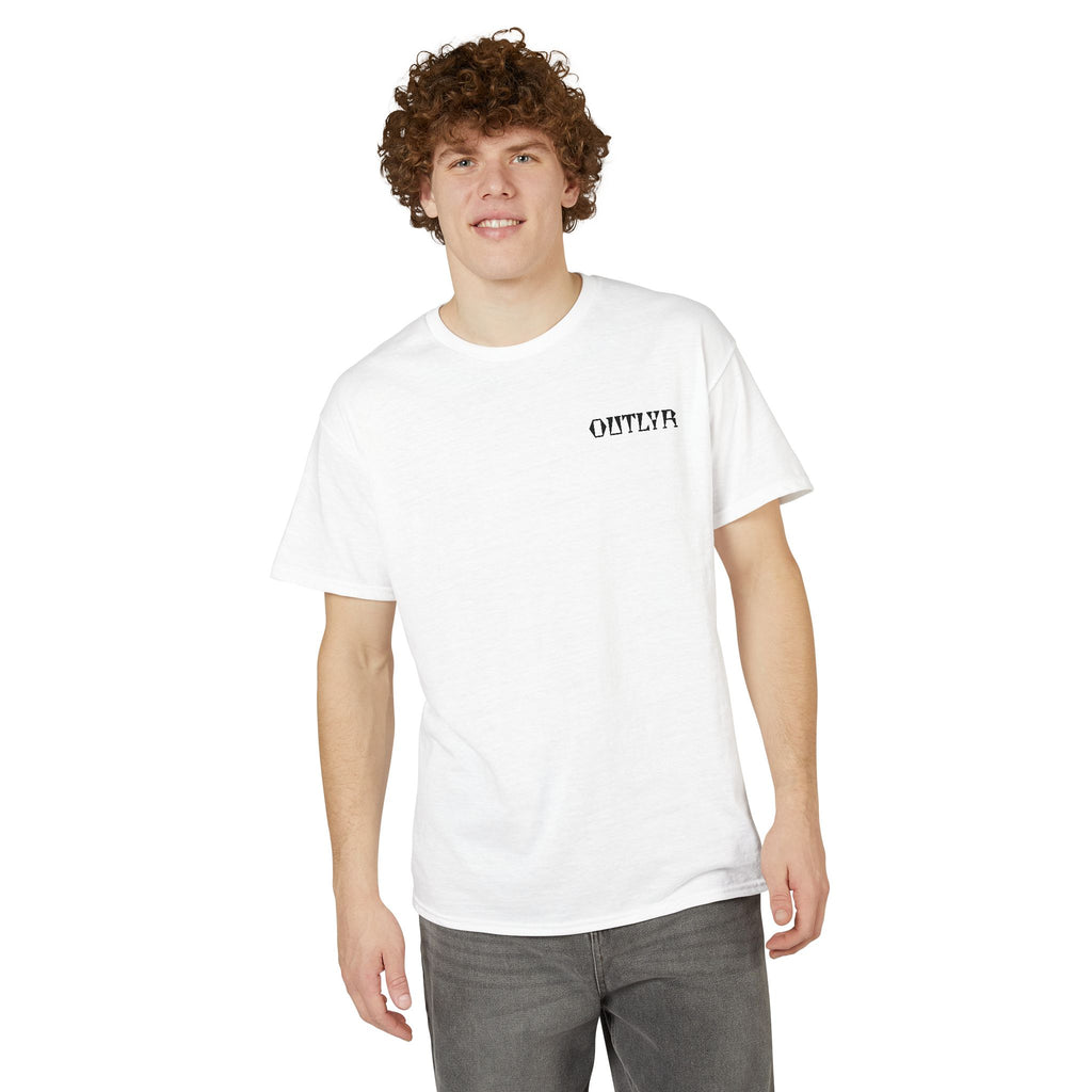 Fishbone Hook T-Shirt — 'OUTLYR' Graphic Backprint