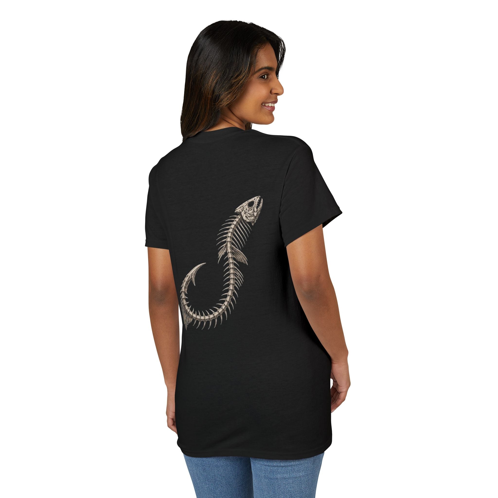 Fishbone Hook T-Shirt — 'OUTLYR' Graphic Backprint