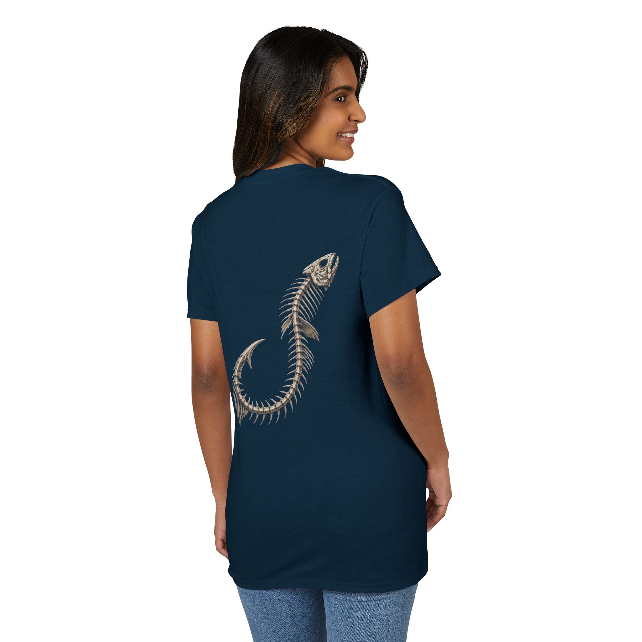 Fishbone Hook T-Shirt — 'OUTLYR' Graphic Backprint
