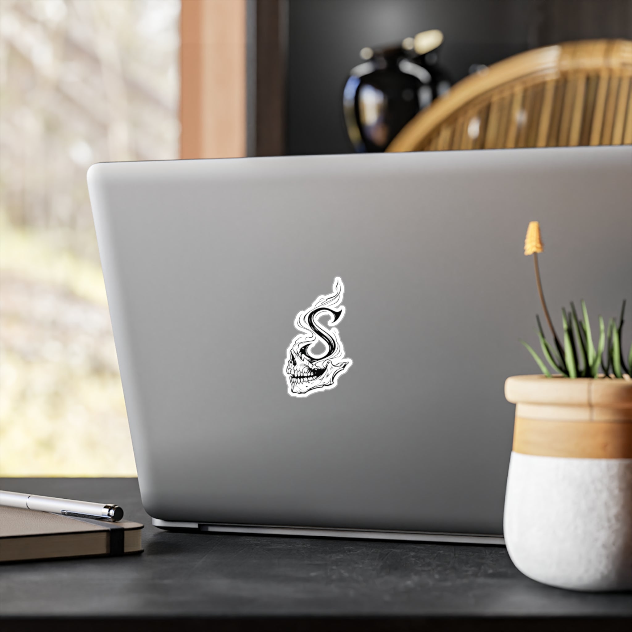 S skull Kiss-Cut Vinyl Decal — Gothic Skull Letter Sticker